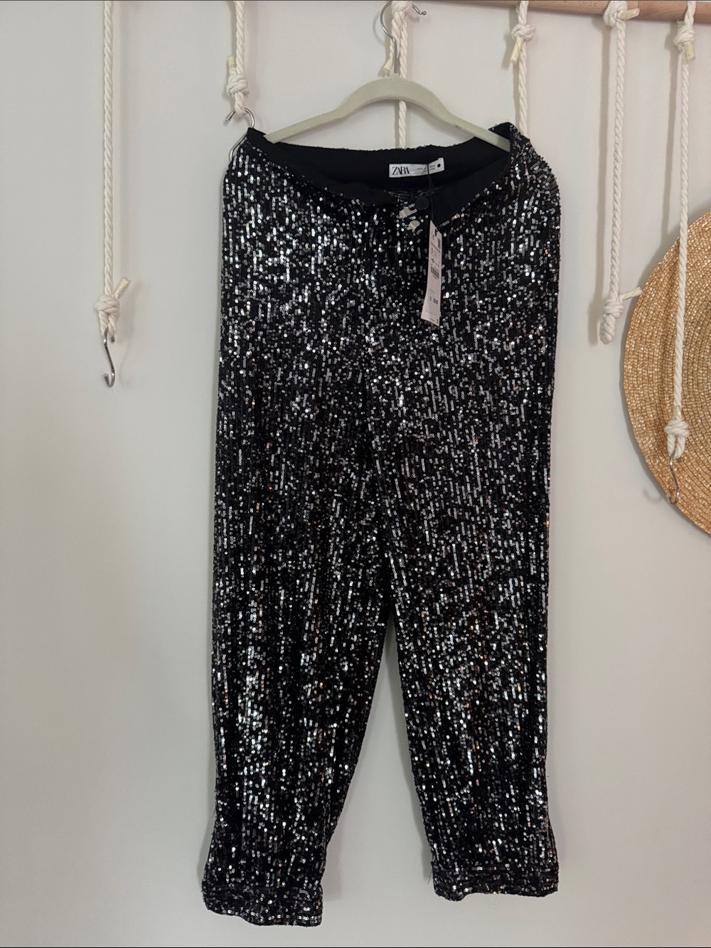 Zara Black Sequin Trousers with Shimmer